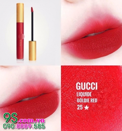 Son Kem Lì Gucci Rouge Liquid Matte Màu 25 Goldie Red (New 2022)